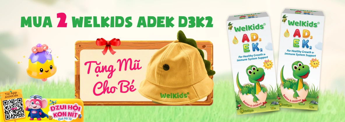 MUA 2 WELKIDS ADEK D3K2 TẶNG MỦ CHO BÉ